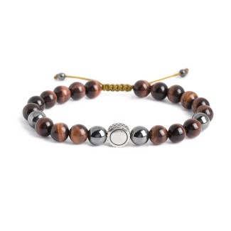 Men's S-Knot Bead Bracelet with Initial Charm