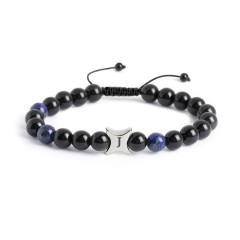 Men’s Engravable Geometric S-Knot Bead Bracelet – Sterling Silver with