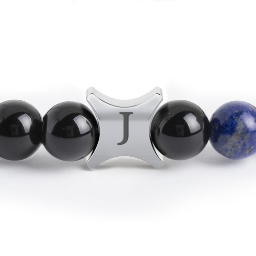 Men’s Engravable Geometric S-Knot Bead Bracelet – Sterling Silver with