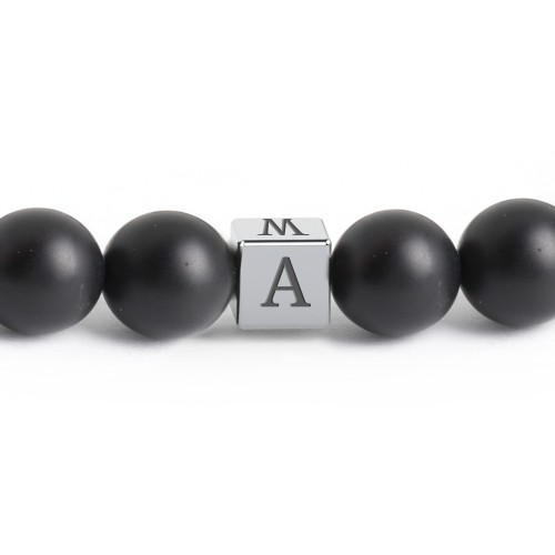 Men’s Matte Cube S-Knot Bead Bracelet – Sterling Silver with