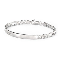 Men’s Engravable 7.5" Sterling Silver Figaro Link ID Bracelet