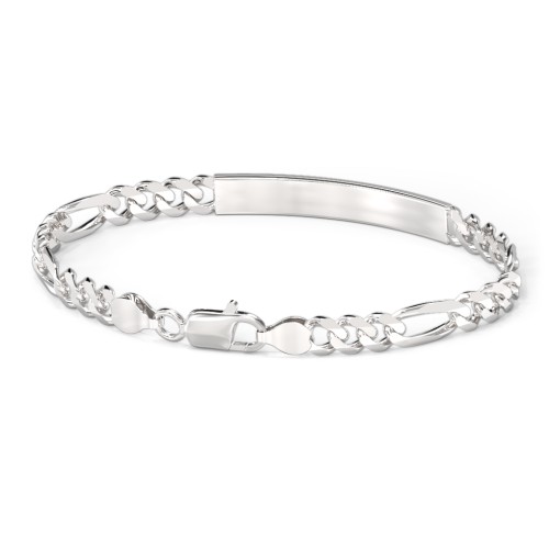 Men’s Engravable 8" Sterling Silver Figaro Link ID Bracelet