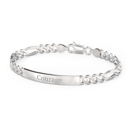 Men’s Engravable 8" Sterling Silver Figaro Link ID Bracelet in 925 Sterling Silver
