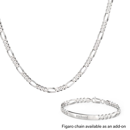 Men’s Engravable 8.5" Sterling Silver Figaro Link ID Bracelet – Sterling Silver