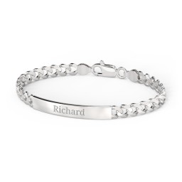 Men’s Engravable 8.5" Sterling Silver Curb Link ID Bracelet
