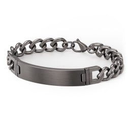 Men’s Engravable 8.75" Gunmetal Stainless Steel Curb Link ID Bracelet