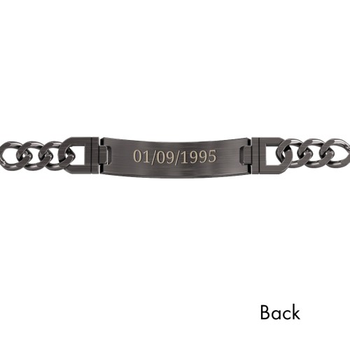 Men’s Engravable 8.75" Gunmetal Stainless Steel Curb Link ID Bracelet – Stainless Steel