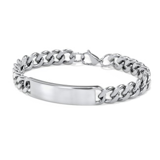 Men’s Engravable 8.5" Stainless Steel Curb Link ID Bracelet