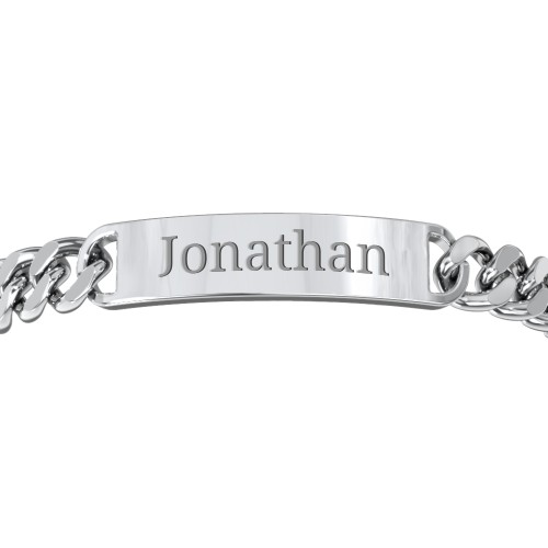 Men’s Engravable 8.5" Stainless Steel Curb Link ID Bracelet