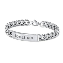 Men’s Engravable 8.5" Stainless Steel Curb Link ID Bracelet in Stainless Steel