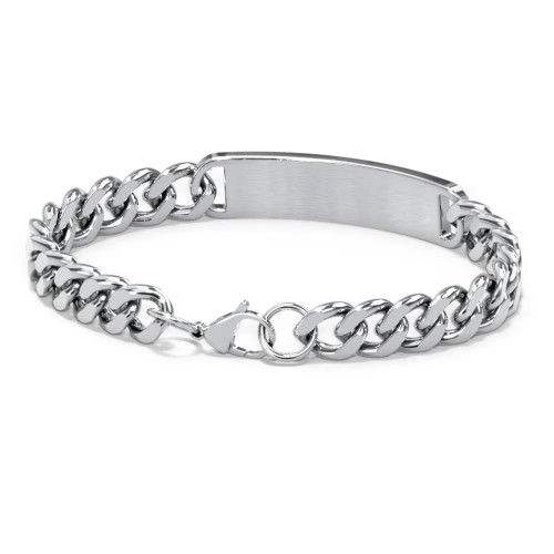 Men’s Engravable 8.5" Stainless Steel Curb Link Fraternity ID Bracelet
