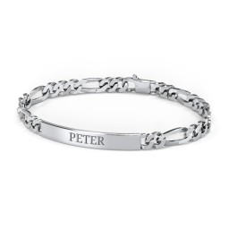 Men’s Engravable 8.25" Stainless Steel Figaro Link ID Bracelet in Stainless Steel