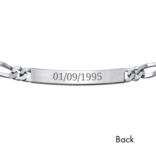 Men’s Engravable 8.25" Stainless Steel Figaro Link ID Bracelet – Stainless Steel