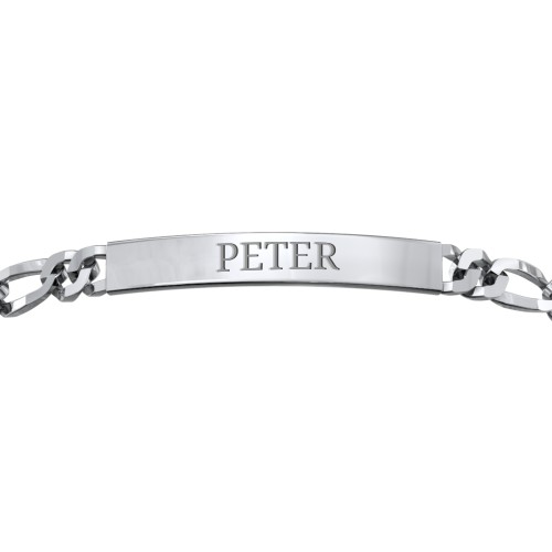 Men’s Engravable 8.25" Stainless Steel Figaro Link ID Bracelet – Stainless Steel