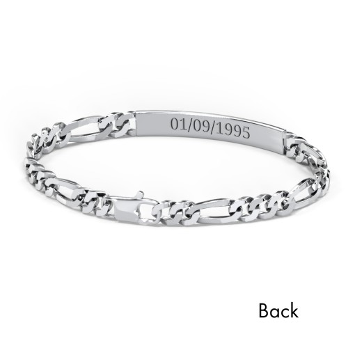 Men’s Engravable 8.25" Stainless Steel Figaro Link ID Bracelet – Stainless Steel