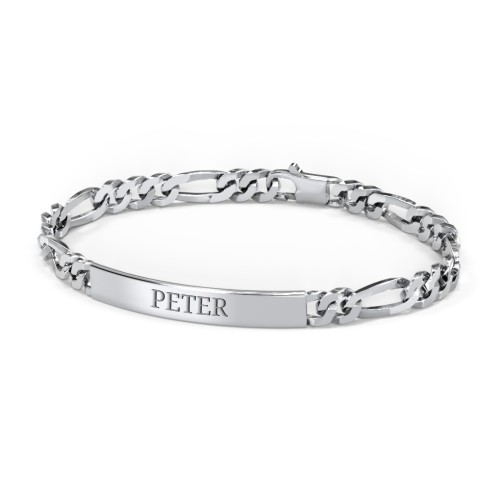 Men’s Engravable 8.25" Stainless Steel Figaro Link ID Bracelet – Stainless Steel