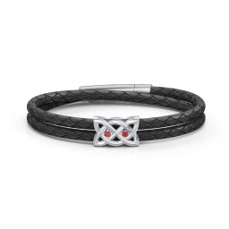 Men’s Sterling Silver Celtic Knot Bracelet With 2 Gemstones in 925 Sterling Silver