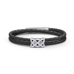 Men’s Sterling Silver Celtic Knot Bracelet With 2 Gemstones in 925 Sterling Silver with Amethyst