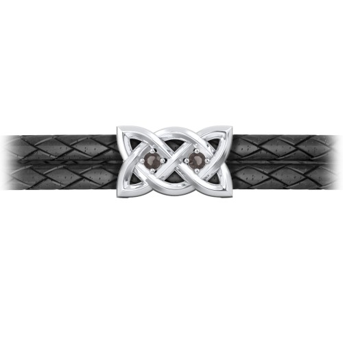 Men’s Sterling Silver Celtic Knot Bracelet With 2 Gemstones – Sterling Silver with Smokey Quartz