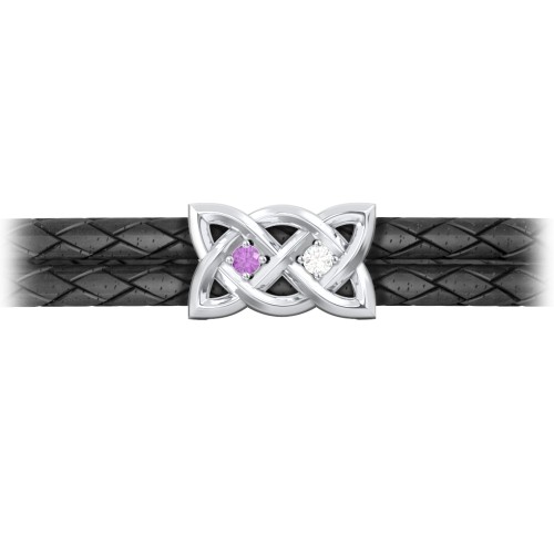 Men’s Sterling Silver Celtic Knot Bracelet With 2 Gemstones – Sterling Silver with Amethyst and Cubic Zirconia
