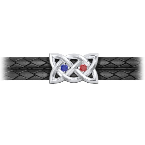 Men’s Sterling Silver Celtic Knot Bracelet With 2 Gemstones – Sterling Silver with Blue Sapphire and Garnet