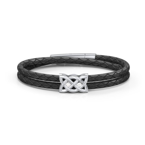 Men’s Sterling Silver Celtic Knot Bracelet With 2 Gemstones – Sterling Silver with Cubic Zirconia
