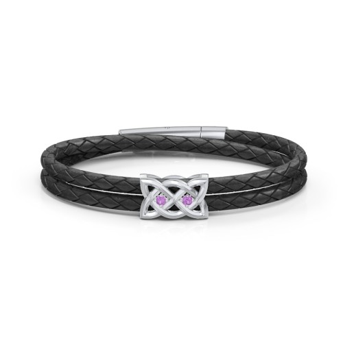 Men’s Sterling Silver Celtic Knot Bracelet With 2 Gemstones – Sterling Silver with Amethyst