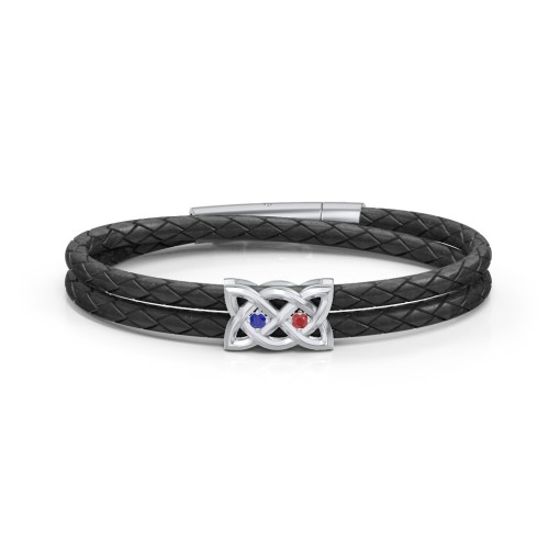 Men’s Sterling Silver Celtic Knot Bracelet With 2 Gemstones – Sterling Silver with Blue Sapphire and Garnet