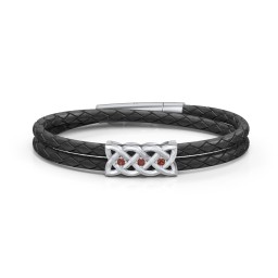 Men’s Sterling Silver Celtic Knot Bracelet With 3 Gemstones in 925 Sterling Silver