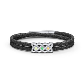 Men’s Sterling Silver Celtic Knot Bracelet With 3 Gemstones