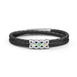 Men’s Sterling Silver Celtic Knot Bracelet With 3 Gemstones in 925 Sterling Silver with Peridot, Emerald, and Citrine