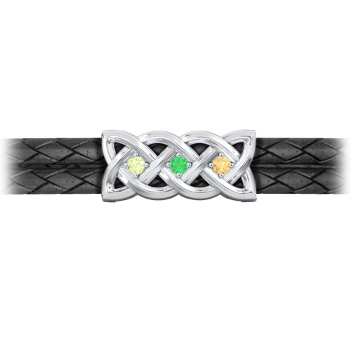 Men’s Sterling Silver Celtic Knot Bracelet With 3 Gemstones – Sterling Silver with Peridot, Emerald, and Citrine