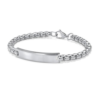 Men’s Engravable 7.5" Stainless Steel Rounded Chain Link ID Bracelet