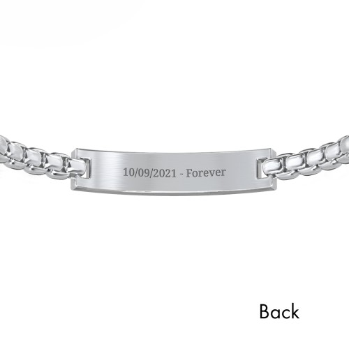 Men’s Engravable 7.5" Stainless Steel Rounded Chain Link ID Bracelet – Stainless Steel