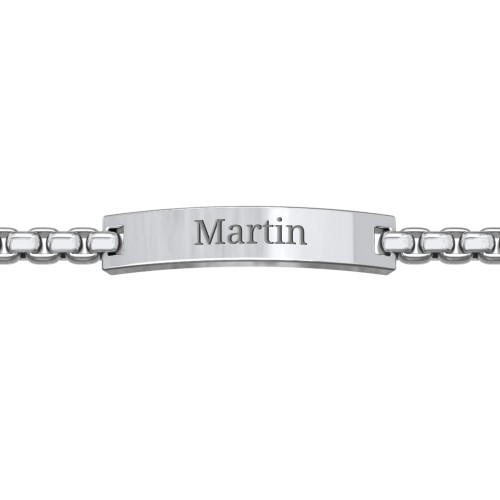 Men’s Engravable 7.5" Stainless Steel Rounded Chain Link ID Bracelet – Stainless Steel