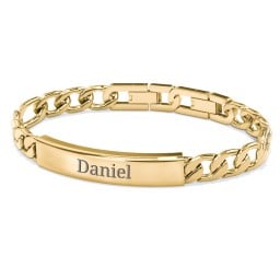 Men’s Engravable & Adjustable Yellow Stainless Steel Curb Link ID Bracelet