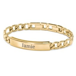 Men’s Engravable & Adjustable Yellow Stainless Steel Curb Link ID Bracelet