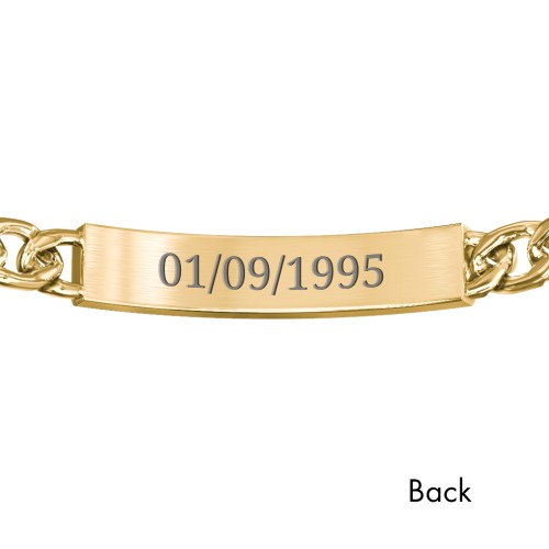 Men’s Engravable & Adjustable Yellow Stainless Steel Curb Link ID Bracelet – Stainless Steel