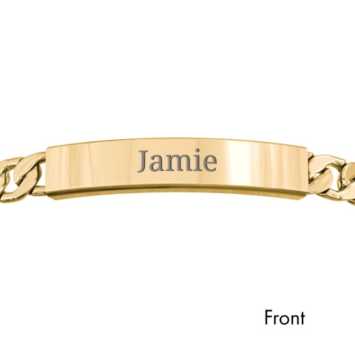Men’s Engravable & Adjustable Yellow Stainless Steel Curb Link ID Bracelet – Stainless Steel