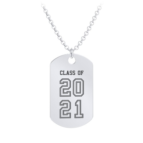 Engravable 2021 Graduation Dog Tag Necklace – Sterling Silver