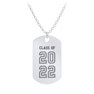 Engravable 2022 Graduation Dog Tag Necklace