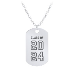 Engravable 2024 Graduation Dog Tag Necklace – Sterling Silver
