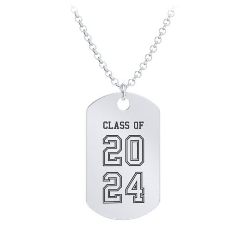 Engravable 2024 Graduation Dog Tag Necklace – Sterling Silver