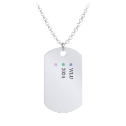 Men's Engravable Dog Tag Necklace with 3 Birthstones