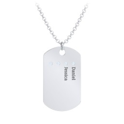 Men's Engravable Dog Tag Necklace with 4 Birthstones