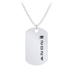 2024 Graduation Dog Tag Necklace – Sterling Silver