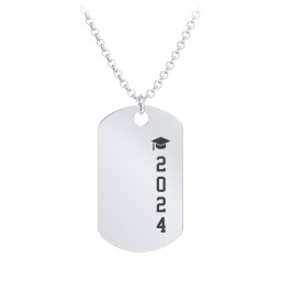 2024 Graduation Dog Tag Necklace in 925 Sterling Silver