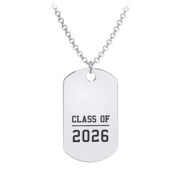 Graduation Dog Tag Necklace in 925 Sterling Silver