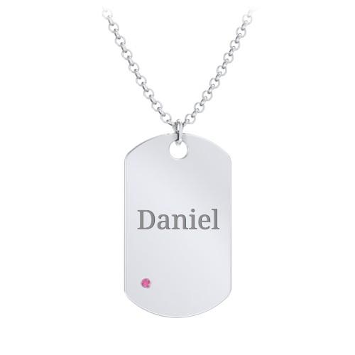 Men's Engravable Dog Tag Necklace With Accent