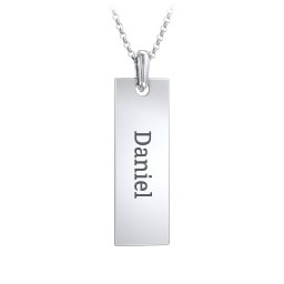 Men's Engravable Long Tag Necklace in 925 Sterling Silver
